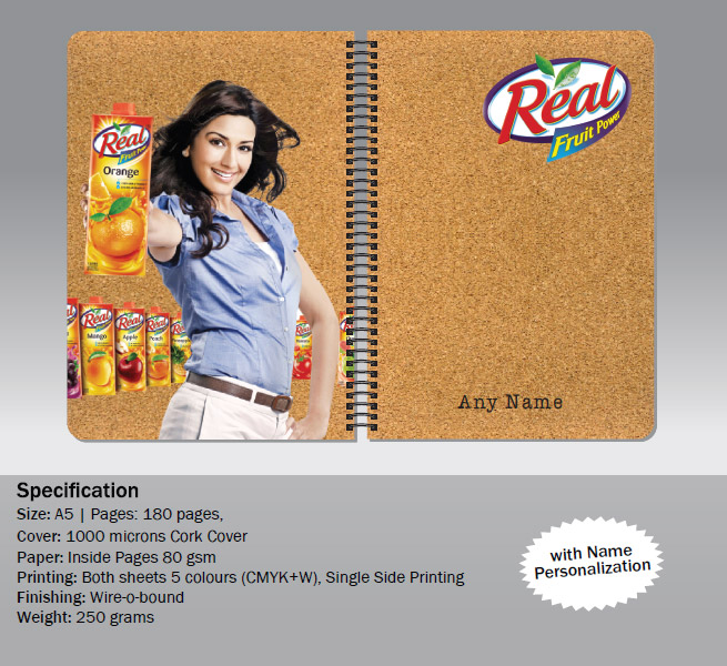 A5 notebook with cork skin cover manufacturer delhi